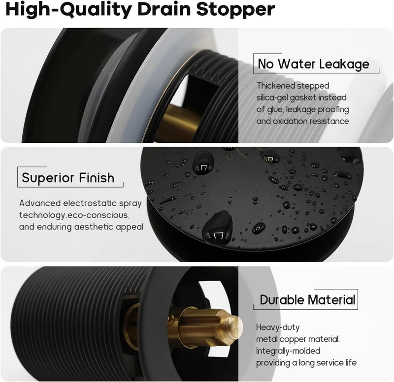 FerdY Pop-up Drain for Freestanding Bathtub, Matte Black Finish, cUPC Certification, Freestanding Bathtub Drain Stopper - Image 5